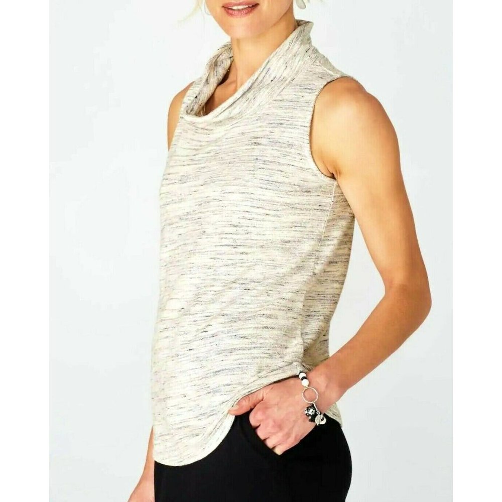 J Jill Pure Jill Cowl Tank Top Cream Gray XL Sleeveless Layering NEW May Fit 1X